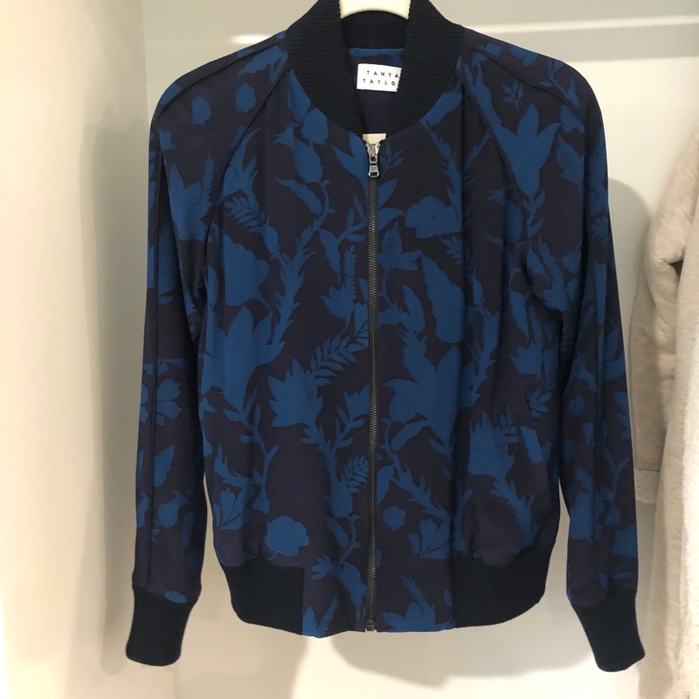 Tanya Taylor Printed silk zip up jacket